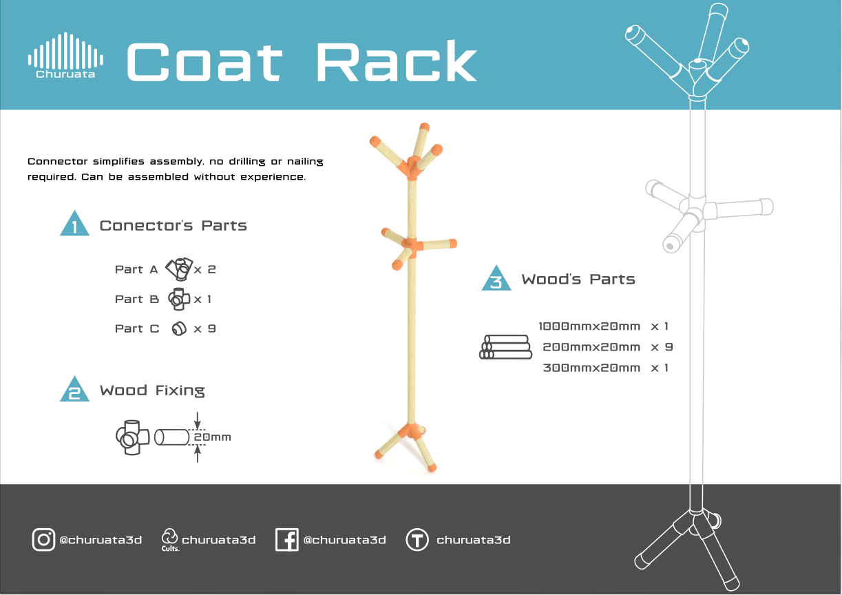 Free STL file Coat Rackă»3D printer design to downloadă»Cults