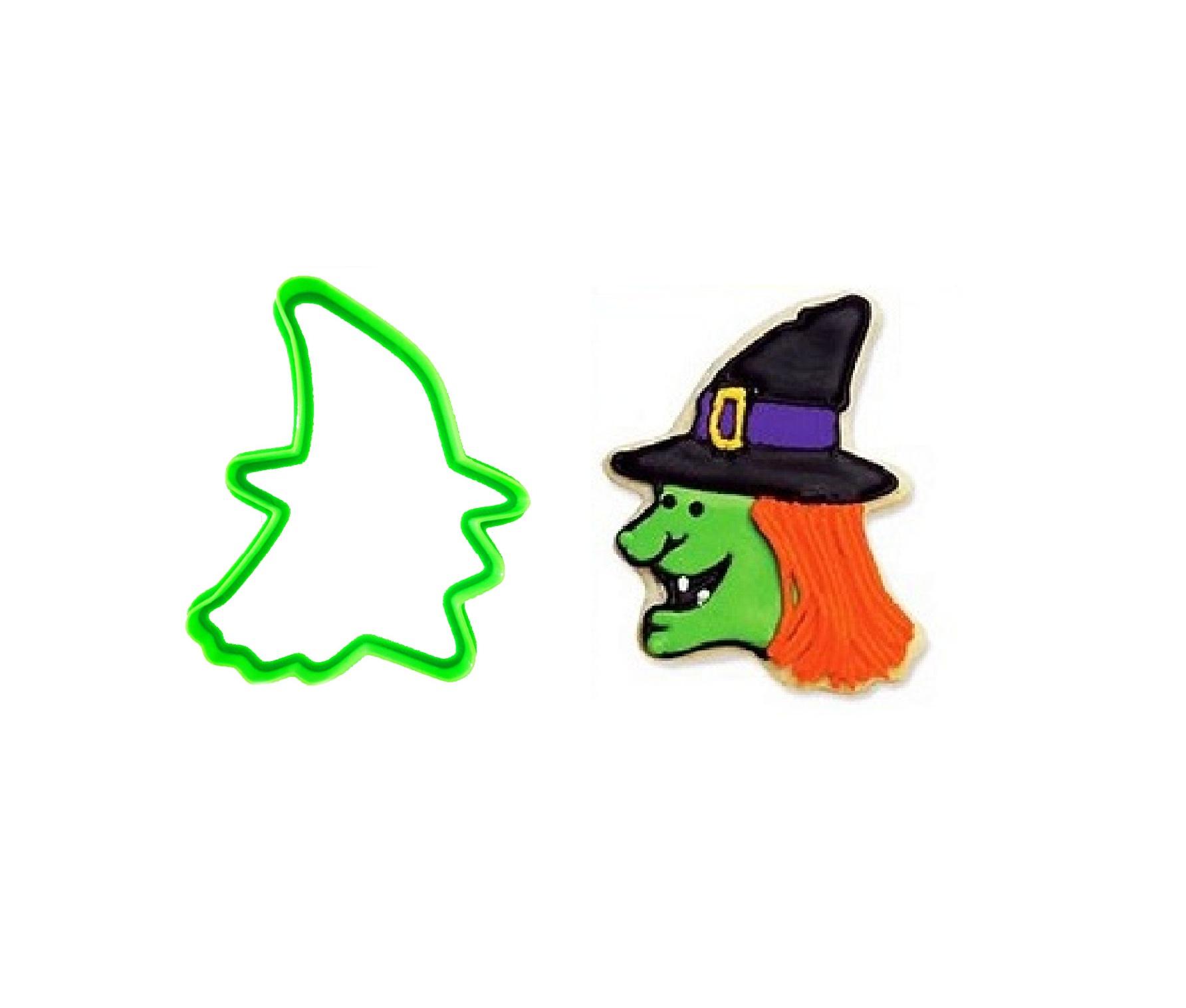 BAKERLOGY - Emporte-pièce Halloween Fantôme Mignon Avec Chapeau De Sorcière Et Chaudron Citrouille - Pour Biscuits, Fondant, Pâte à Sucre (7.2x11.8 Cm)