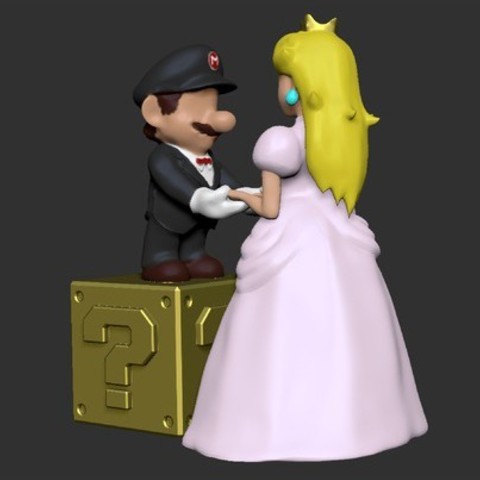 Mario and Peach- Wedding Cake Topper