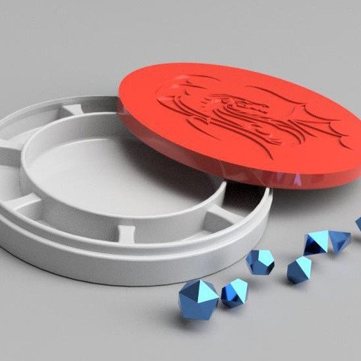 Download free 3D printer designs DRAGON THEMED DICE TRAY, 7 POCKETS ・ Cults