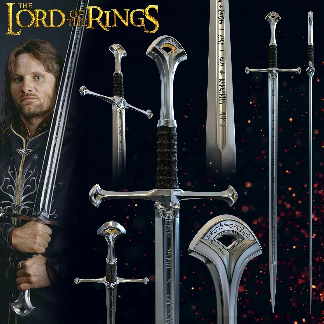 STL File ARAGORN SWORD ANDURIL LORD OF THE RINGS 3D Printer Model 