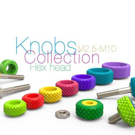 Download free STL file Knobs Collection for Bolt Hex head and Nut M2.5