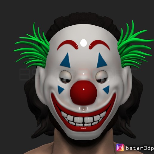 Download 3D printer files CLOWN MASK 2019 Joker Mask 2019 With Hair