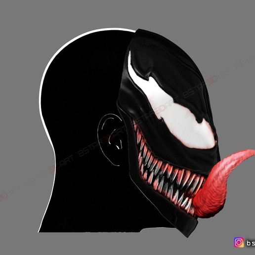 Download STL file Venom Half Mask Marvel Cosplay Halloween Mask • 3D