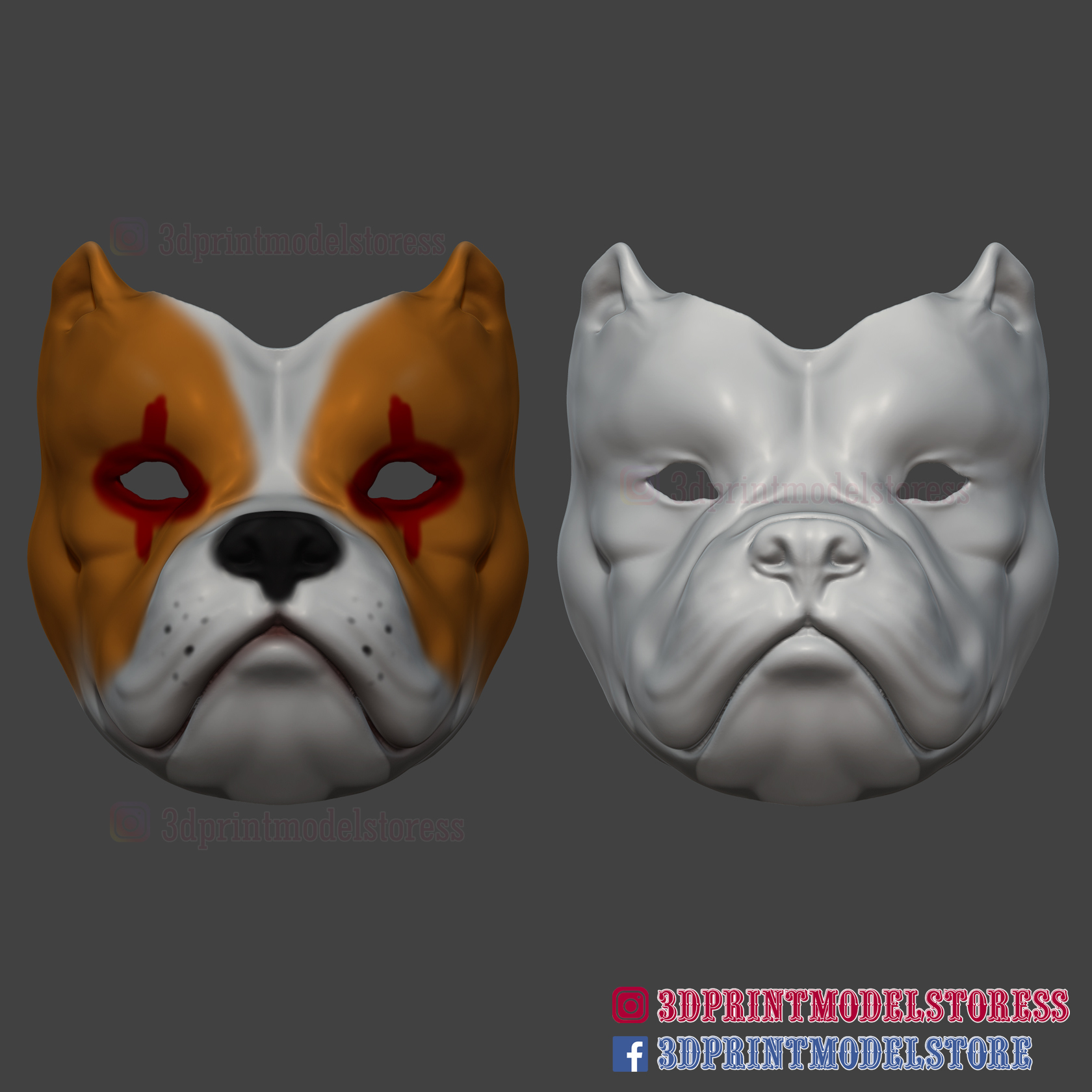 Download STL file Bulldog Mask STL File Halloween Cosplay Helmet 3D
