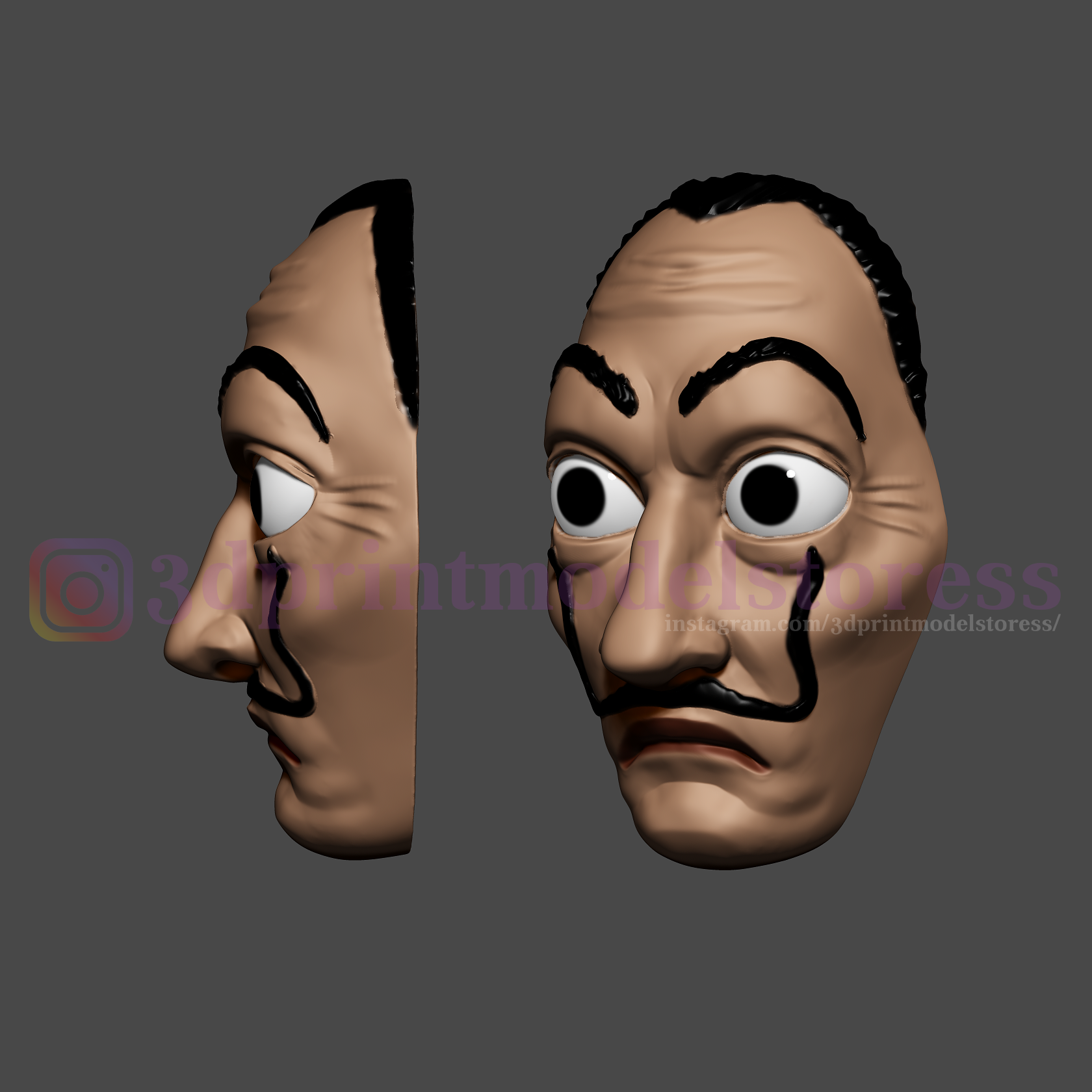 3D file Dali Mask Salvador Lacasa de papel Face Mask - Money Heist Mask ...