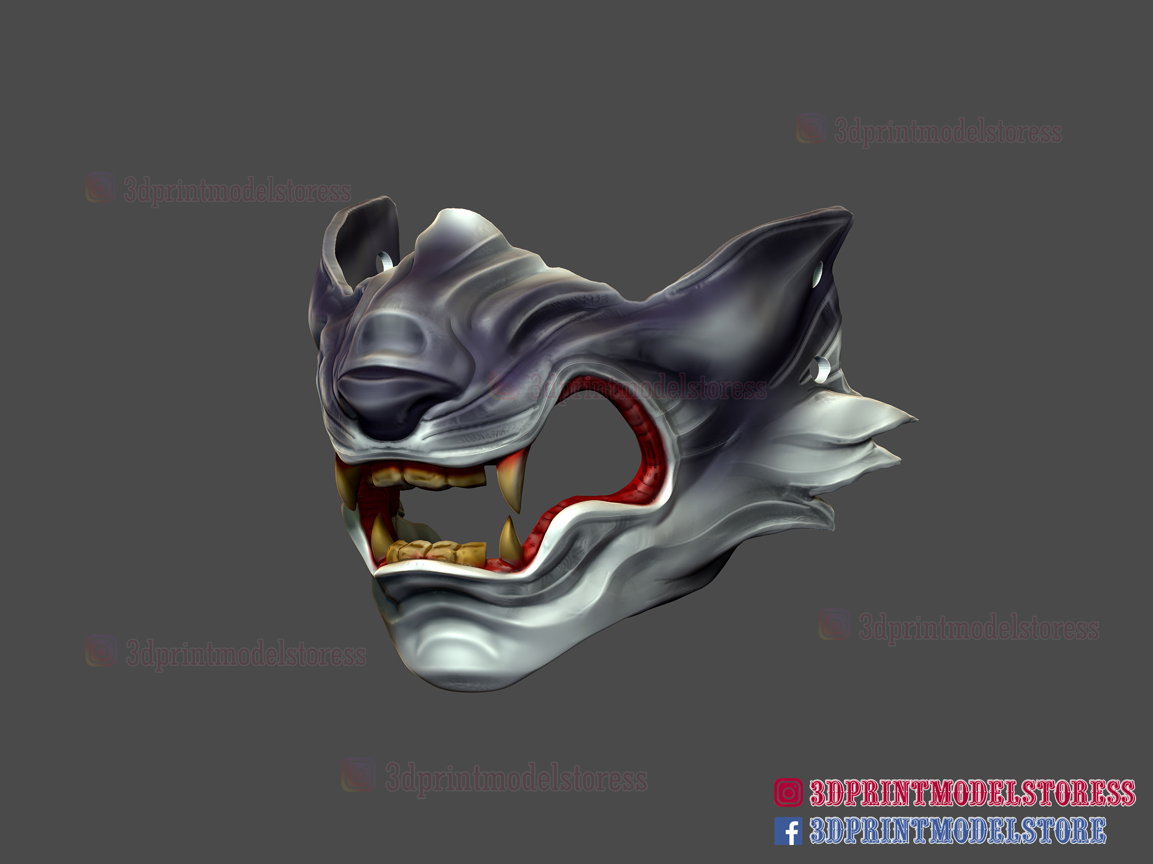 Download STL file Wolf of Tsushima Mask Ghost of Tsushima • 3D