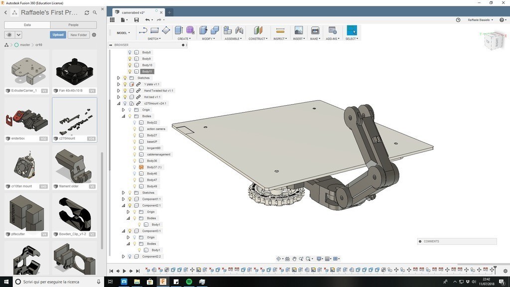 Free STL file Ender 3 bed camera mount logitech c270,pi camera,gopro