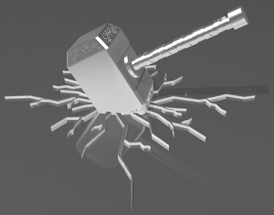 Файл STL Thor Hammer 3D Crack・Модель для загрузки и печати в формате 3D