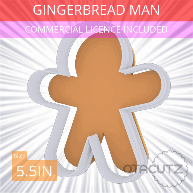 STL file Gingerbread Man Cookie Cutter 5.5in / 14cm 👨・Template to