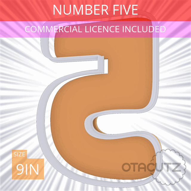 STL file Number Five Cookie Cutter 9in / 22.9cm 🍪・Template to download ...