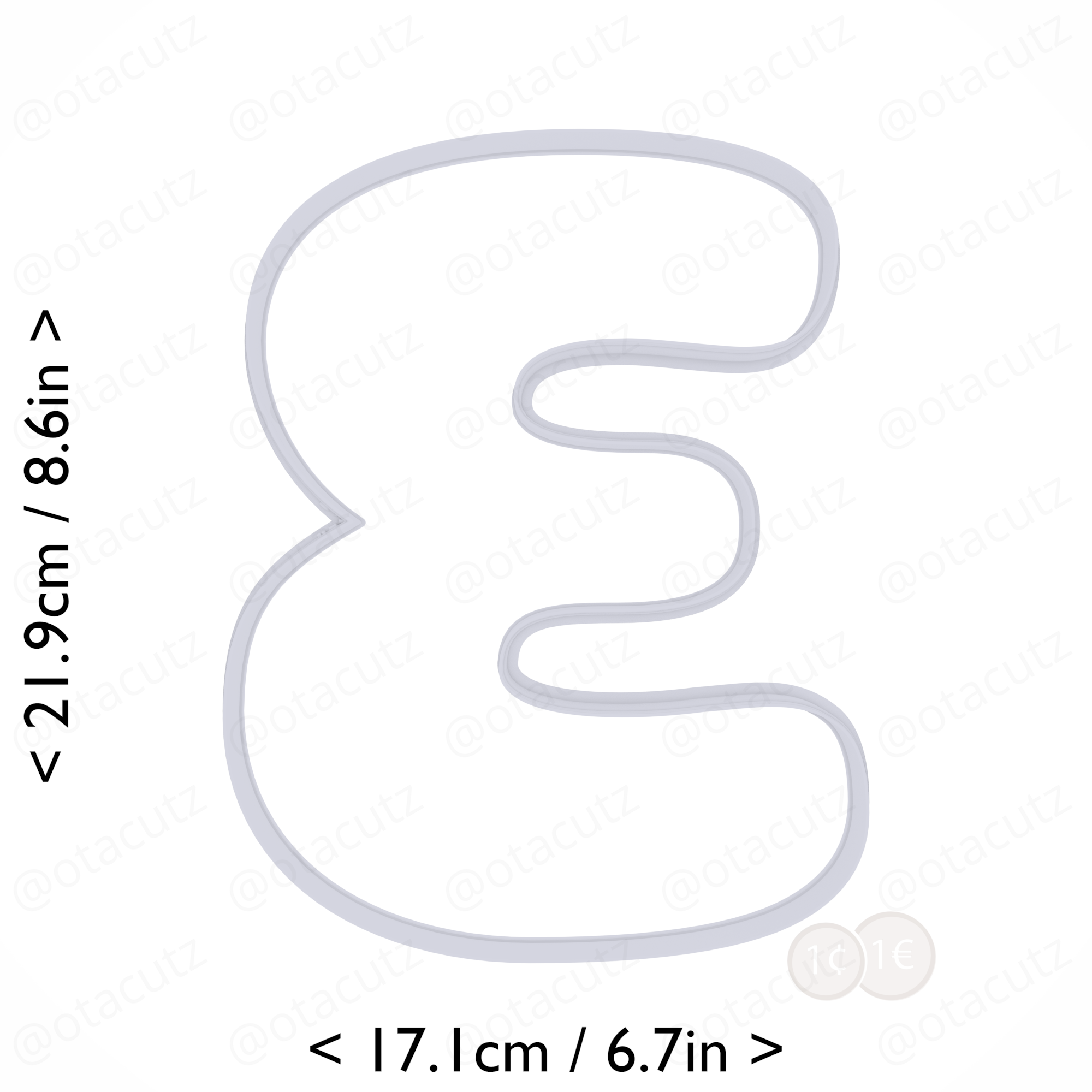 STL file Number Three Cookie Cutter 8.25in / 21cm・3D print model to