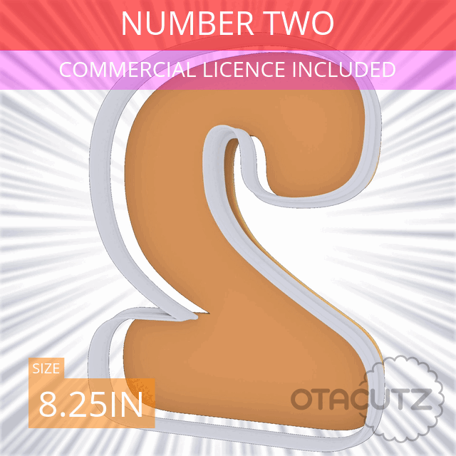 Number Two Cookie Cutter 4 Inch - Hand Made USA 3D Printed Plastic Cutter