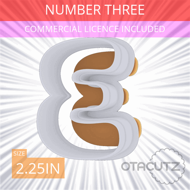 STL file Number Three Cookie Cutter 2.25in / 5.7cm 🍪・3D printing idea