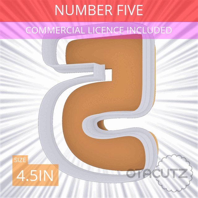 3D file Number Five Cookie Cutter 4.5in / 11.4cm・3D printing model to