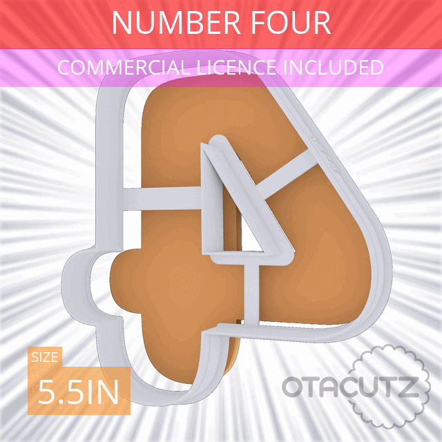 STL file Number Four Cookie Cutter 5.5in / 14cm・3D printer design to