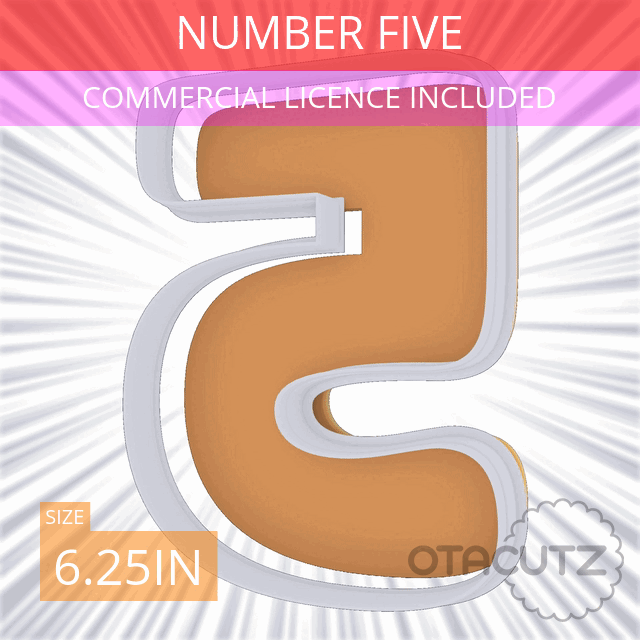 3D file Number Five Cookie Cutter 6.25in / 15.9cm・3D printable model to