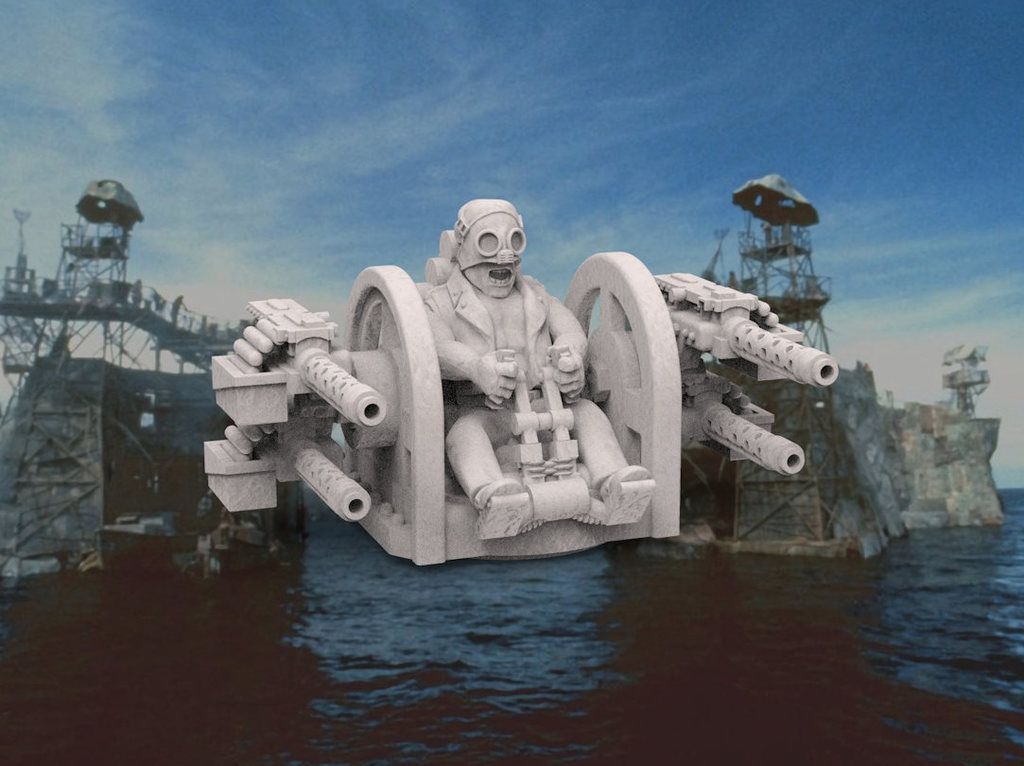 Free 3D file Waterworld Quad Machine Gunner Turret 20nn Miniature