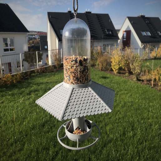 Download free STL file SodaStream Bird Feeder with Roof • 3D printer
