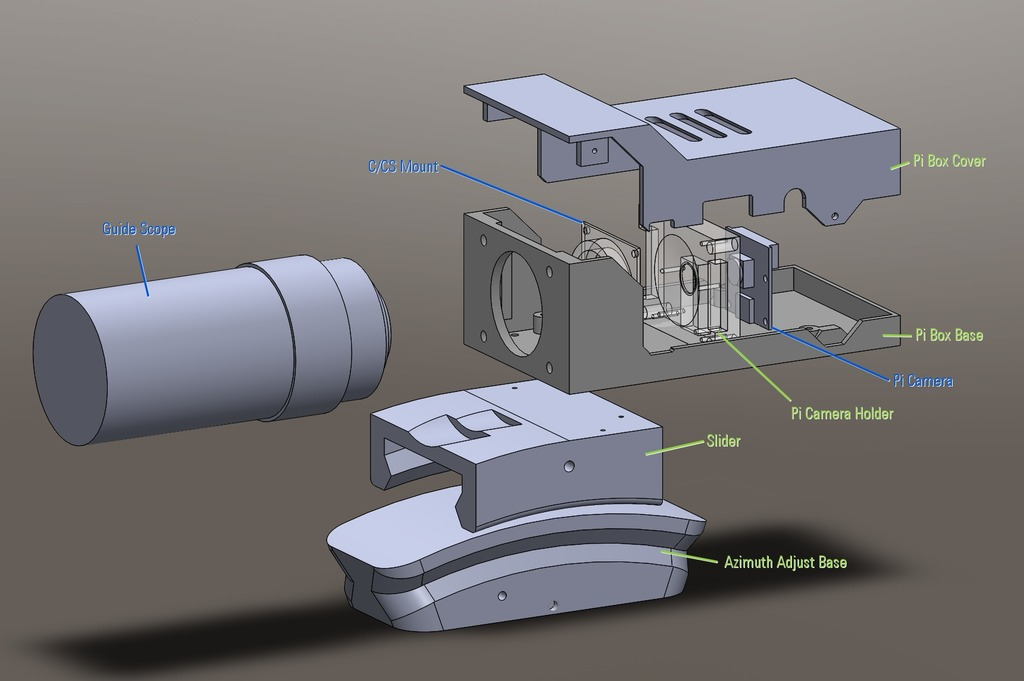 3D-Datei Raspberry Pi Star Guider mit Offset-Einstellungsplattform ...