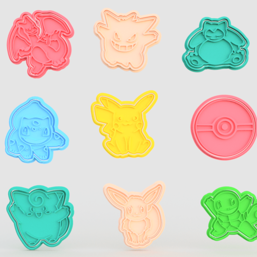 Download STL file Pokemon cookie cutter set of 9 • 3D printable design