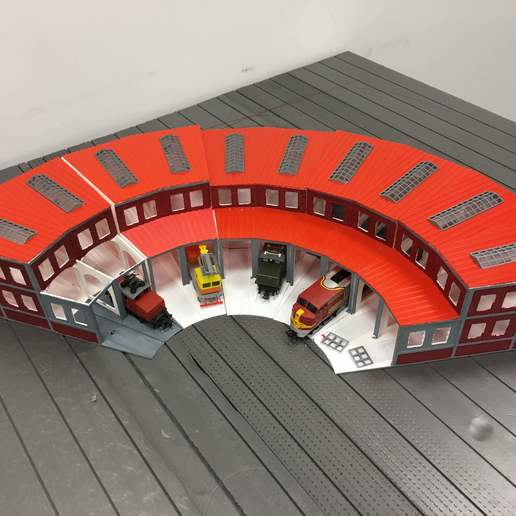 Download free STL file 187 HO scale train depot with turntable • Model