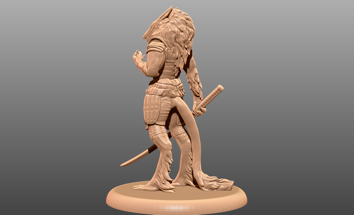 Free STL file Wolf Samurai - Tabletop Miniature・Object to download and to 3D print・Cults