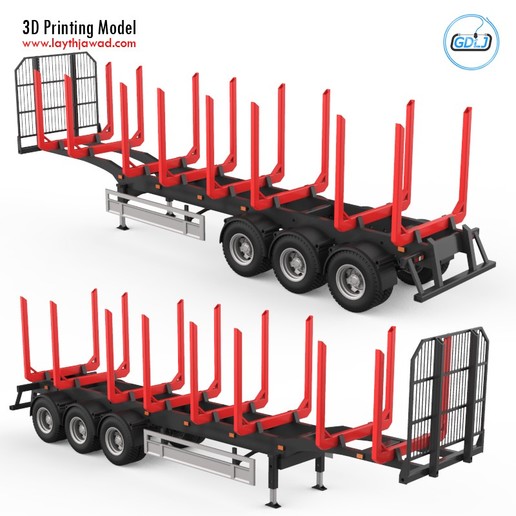 Télécharger fichier STL Remorque pour le transport de grumes • Modèle