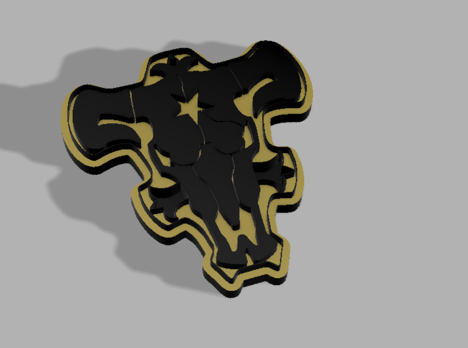 Black bulls, black clover keychain (optimized for 3d printing)