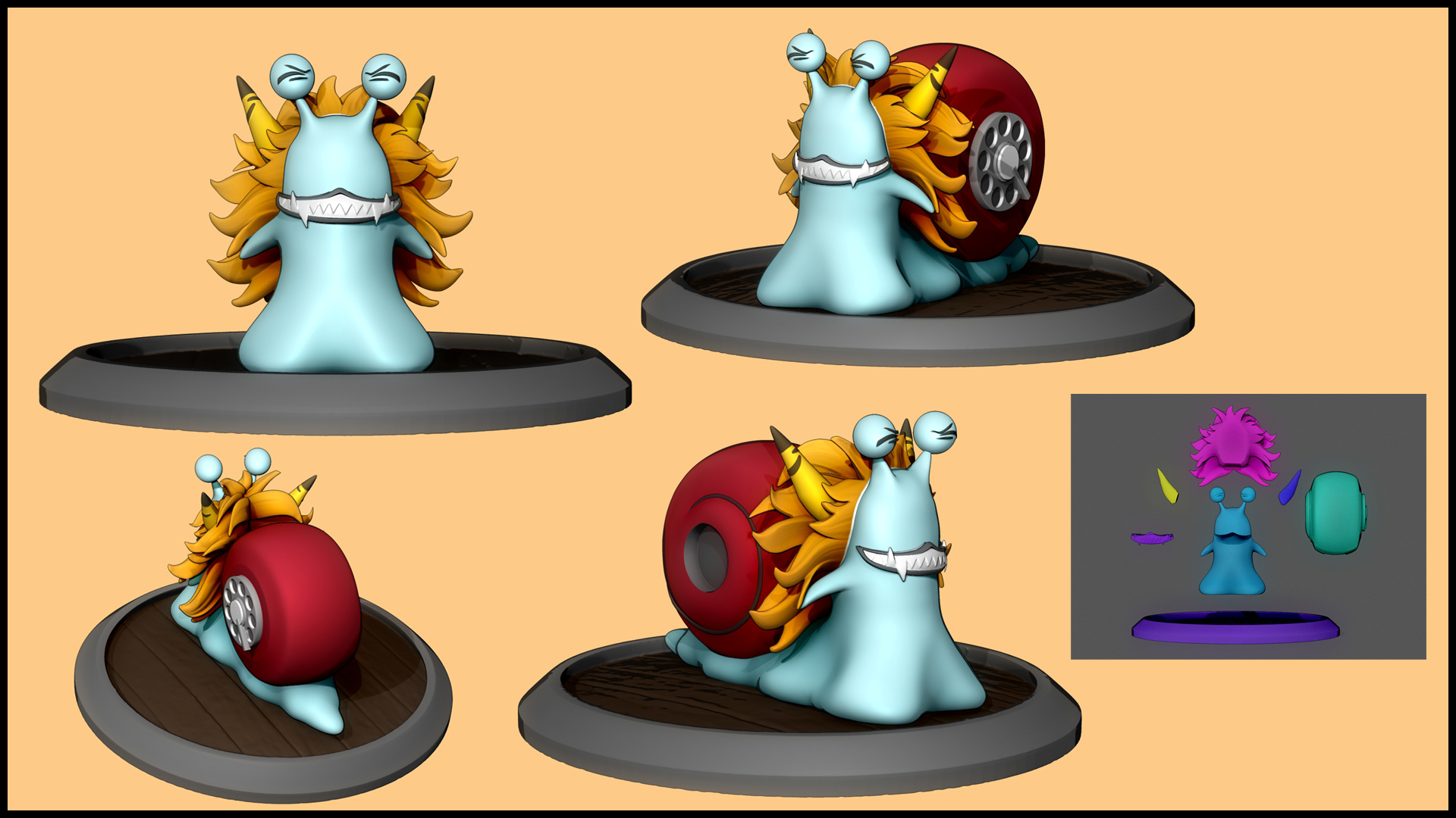 STL File One Piece Den Den Mushi Cat Viper Transponder Snail Fan Art 3D 
