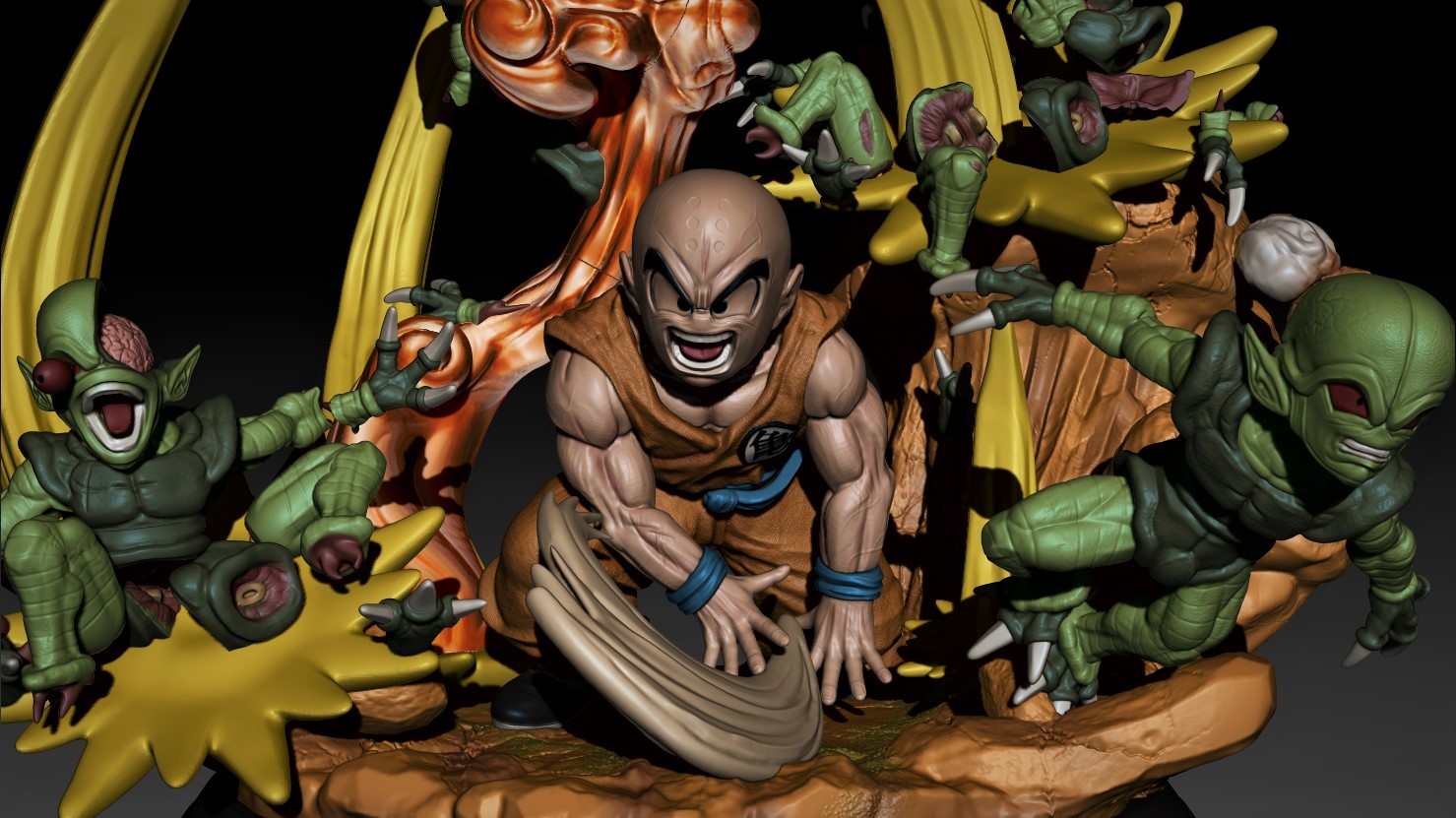 Figurine Dragon Ball Z Bandai Imagination – Krilin Et Saibaman (occasion)