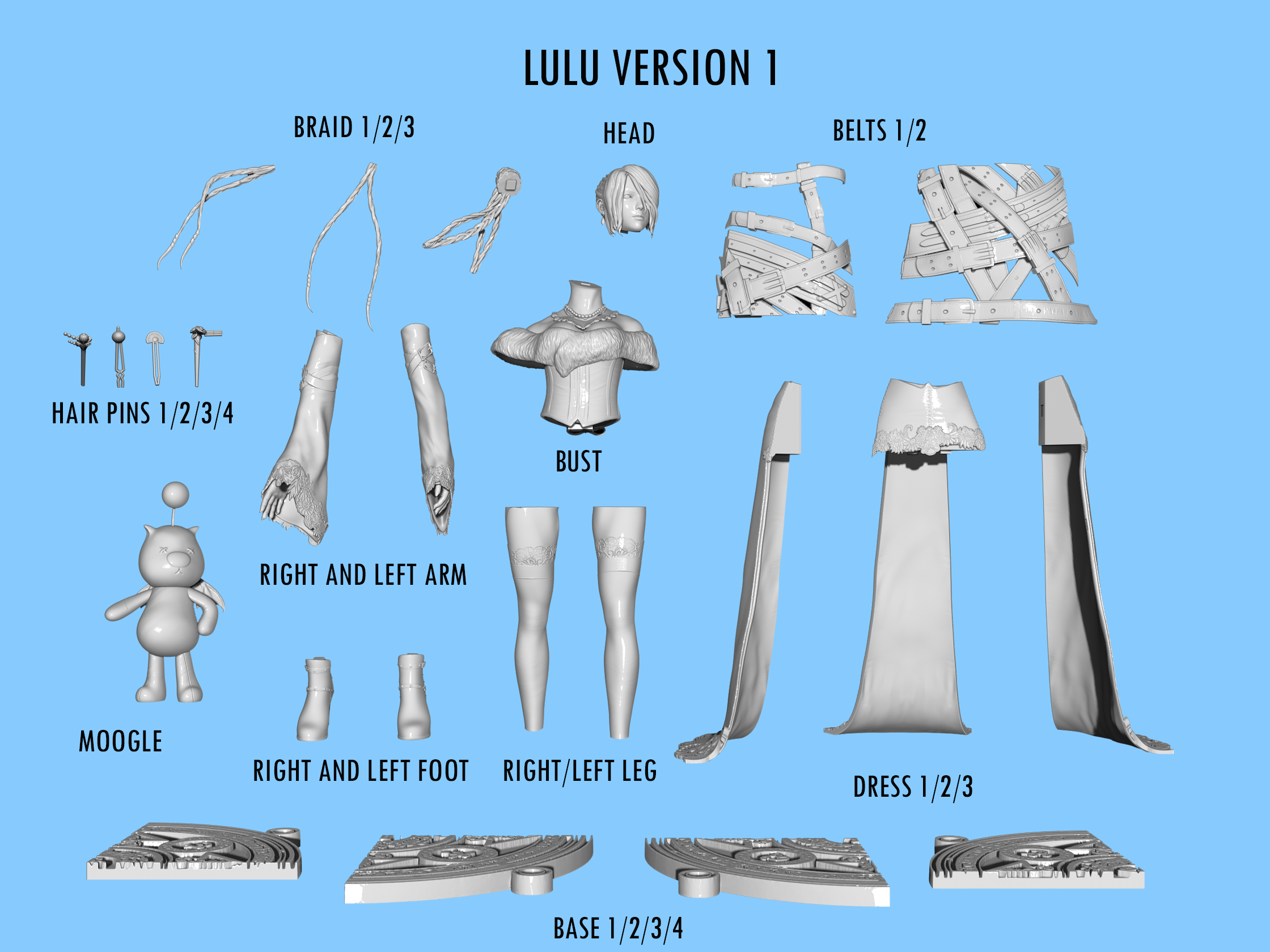STL file Lulu Final Fantasy X (10) + pendant (gift)・3D print model to ...