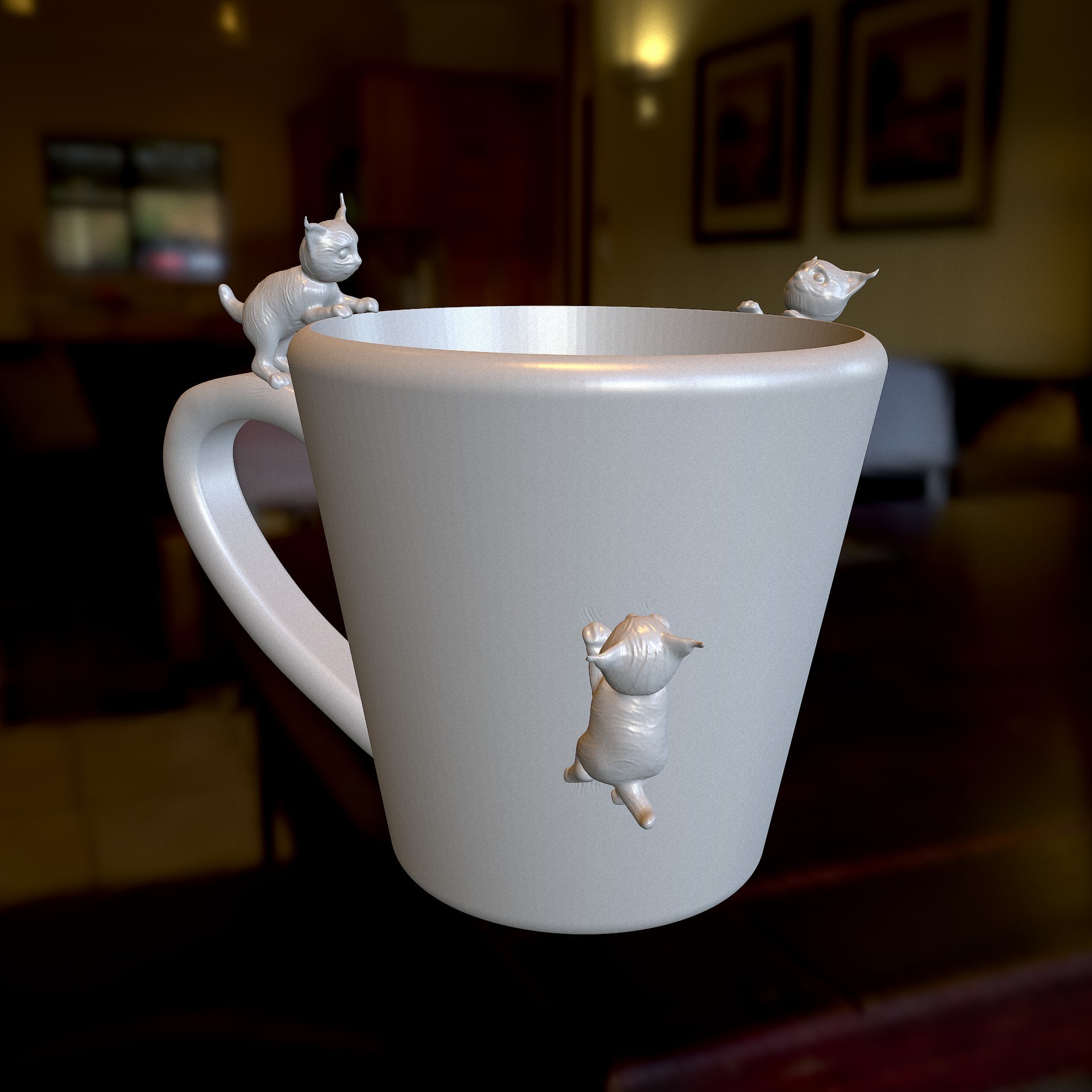 Файл 3D Кружка в окружении кошек 🐉・Дизайн 3D-печати для загрузки3D・Cults