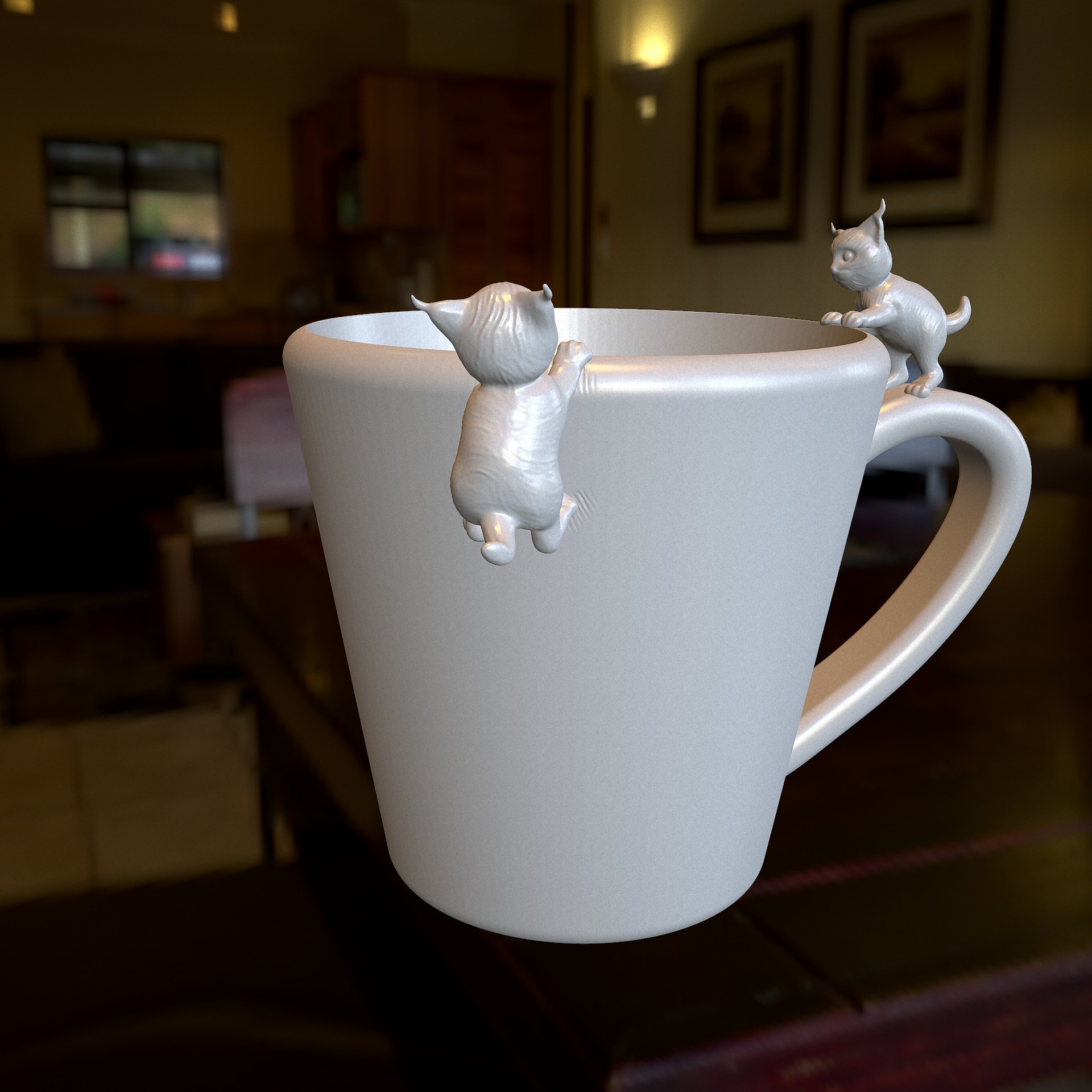 Файл 3D Кружка в окружении кошек 🐉・Дизайн 3D-печати для загрузки3D・Cults