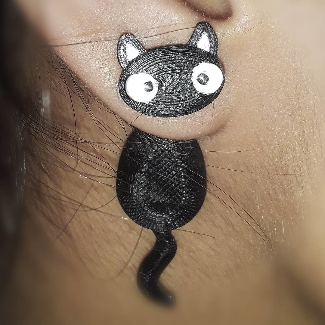 Free 3MF file hanging cat earring・Object to download and to 3D print・Cults
