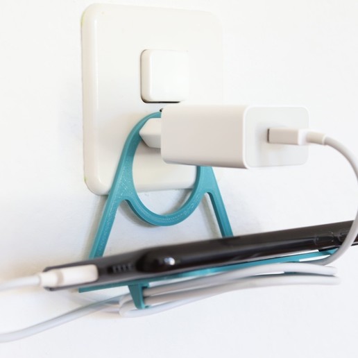 Download free 3D printer designs Outlet Phone Holder with Cable