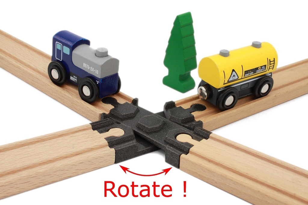 Free STL file Wooden train track 4 ways rotary intersection・3D print ...