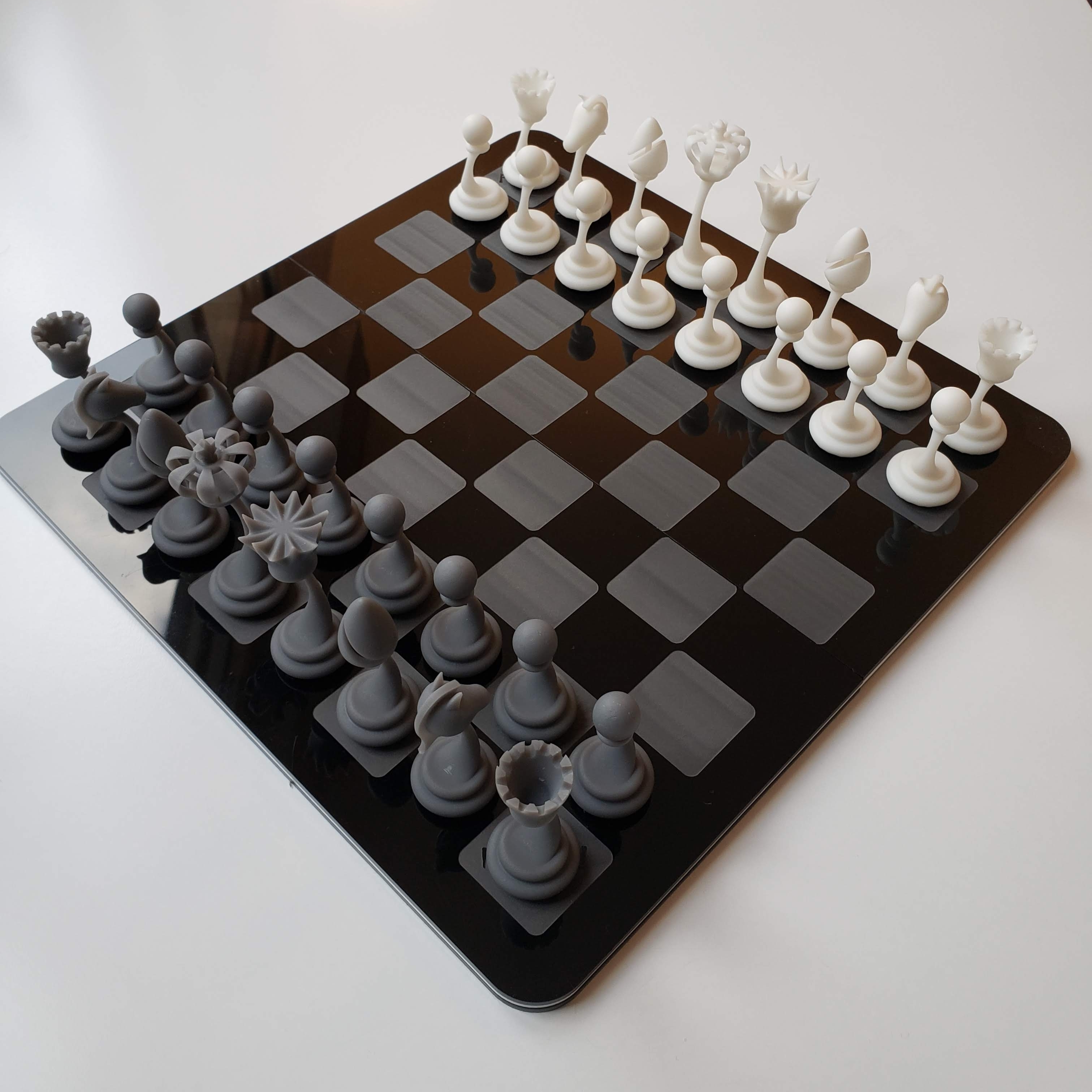STL File Modern Chess Set high res SLA Whole Set Template To 