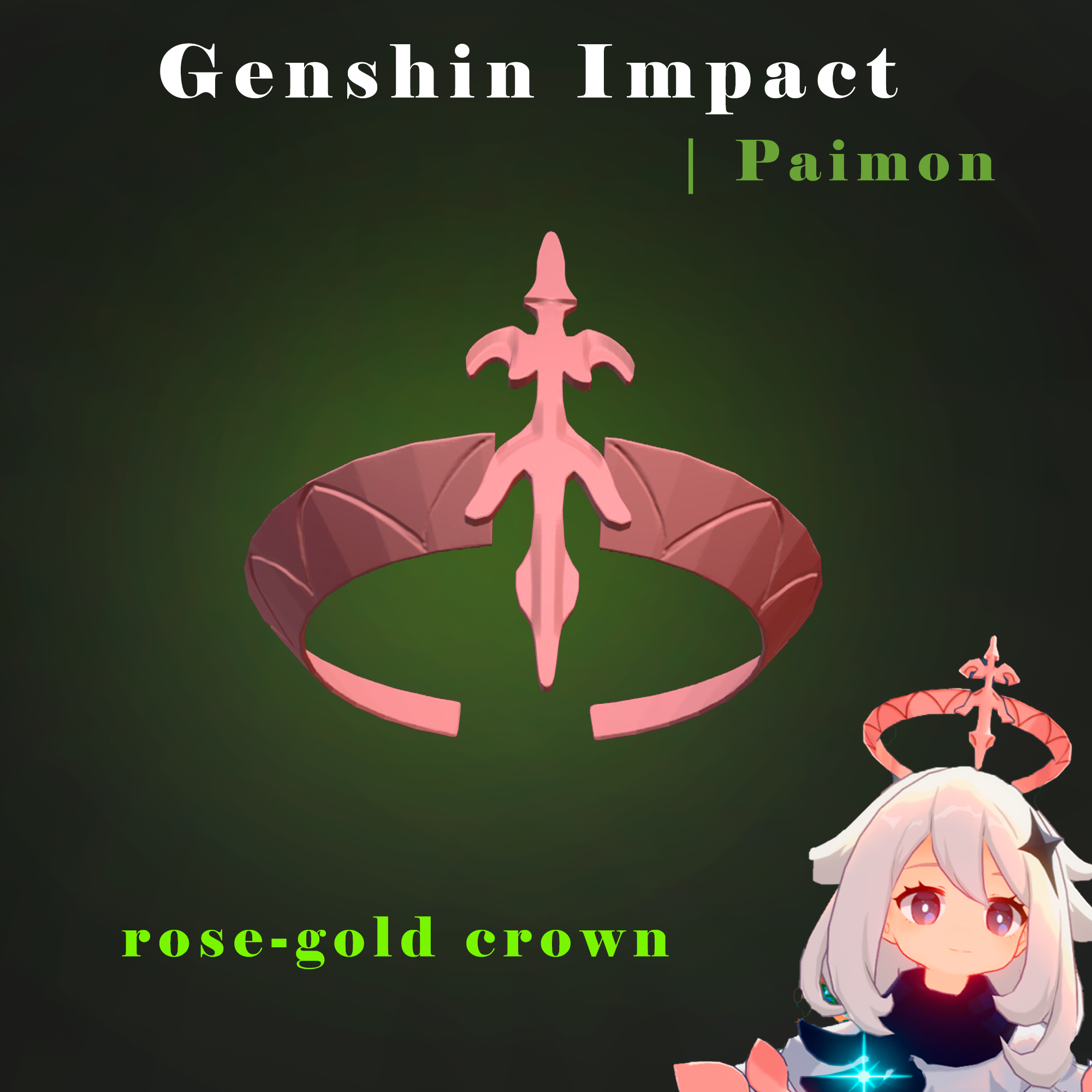 Файл STL Genshin Impact Paimon rosegold crown halo cosplay GENSHIN