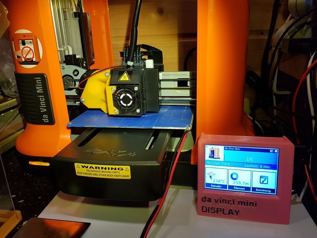Free STL file da vinci mini printer display (heated print bed see
