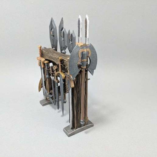 Download free STL file Action Figure Weapon Rack ・ Cults