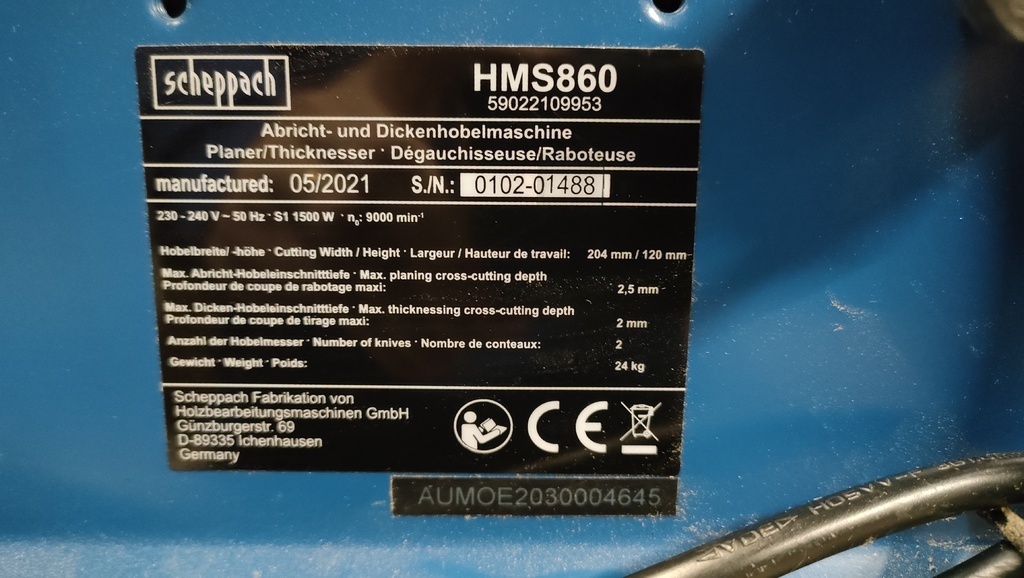 Lot De 2 Lames De Rabot HSS 210 X 22 X 1,8 Mm Pour Scheppach HMS860