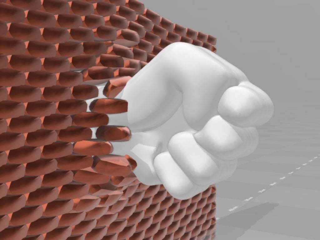 Fists Making Blocks Бесплатный STL файл fist penetrating brick wall・3D-печатная модель для ...