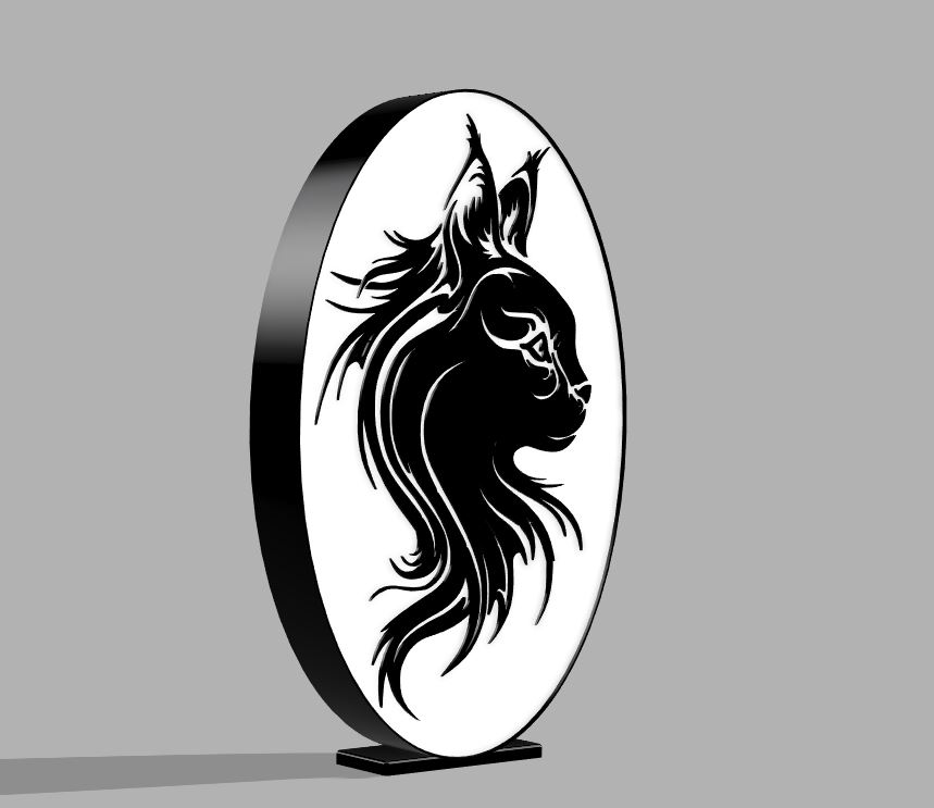 Lampe 3D Chat Maine Coon 16 Couleurs Personnalisable - Veilleuse LED Avec Nom Ou Message