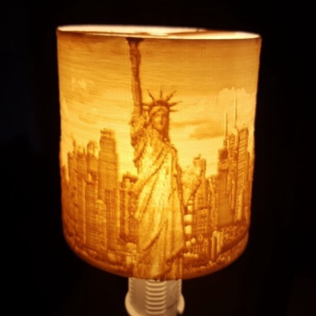 Free 3D file New-York lithophane lampshade with bulb holder・3D printing ...