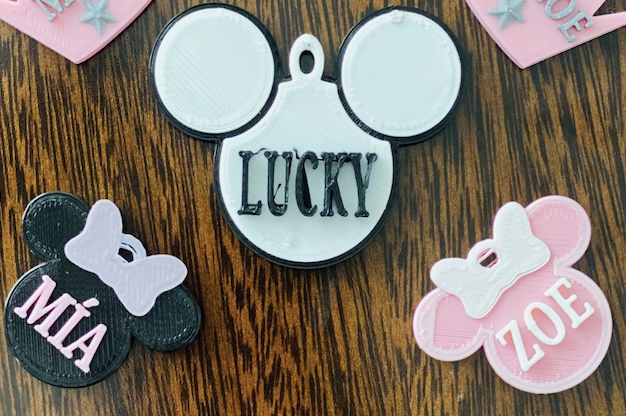 STL file Mickey and Minnie Pet ID badge - Pet ID・Design to download and ...