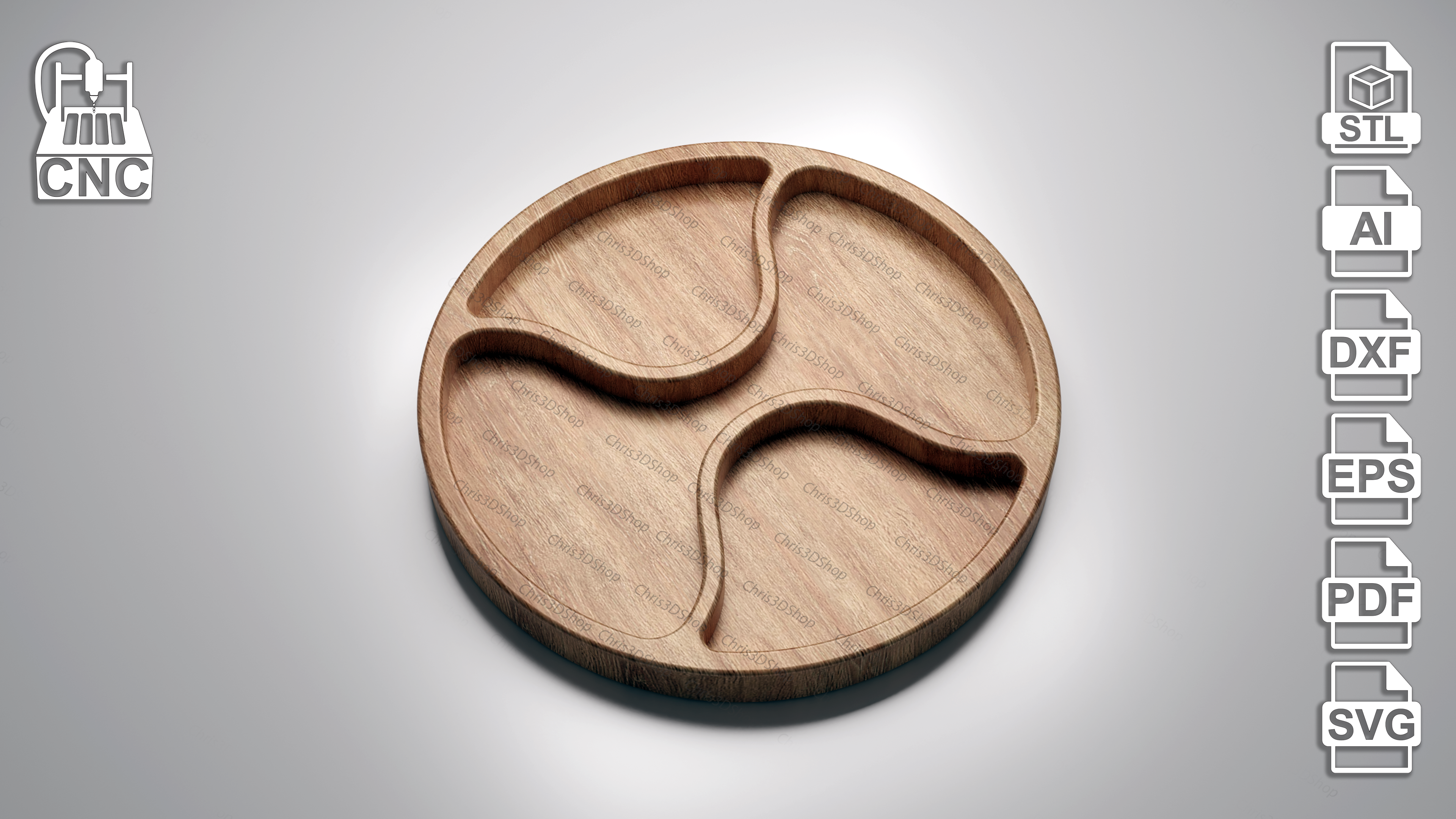 3D file Round Tray 3 - 3D STL and Vector Files for CNC and 3D Printer ...