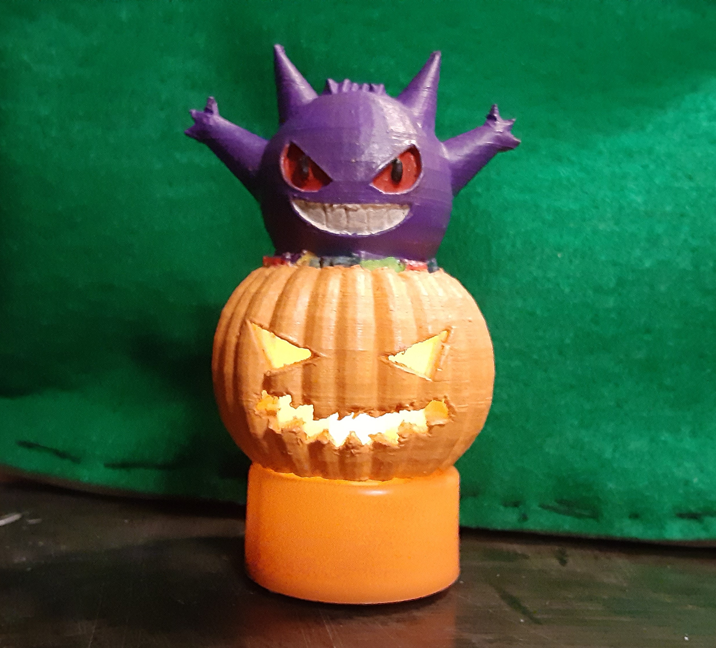 STL file Pokemon Gengar Pumpkin Halloween Candle Decoration・3D print