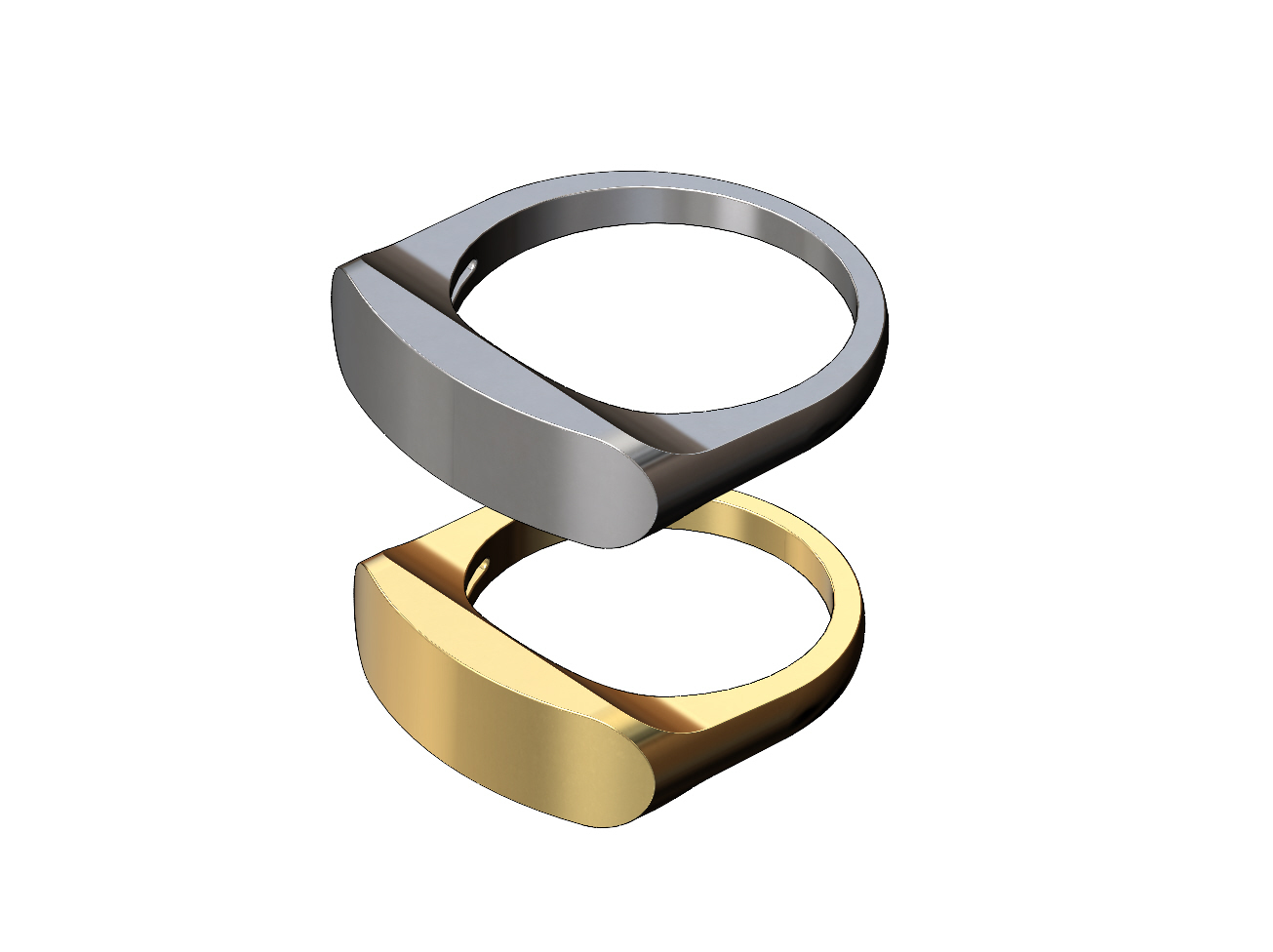 slot rounded top signet ring 3d print model