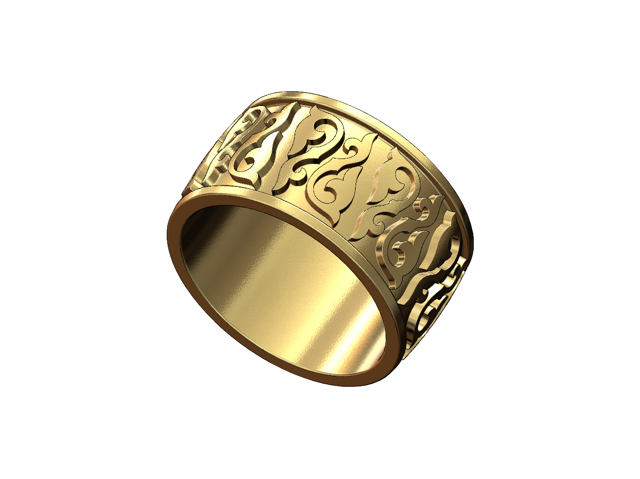 Floral scroll engraving cigar band US sizes 8 9 10 3D print model